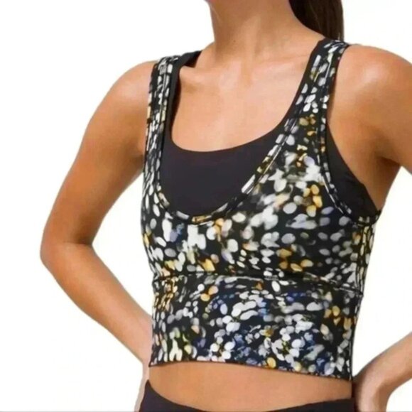 Lululemon Power Pivot Tank Metropolis Glow Black Cream Orange Women's size 10 - Picture 1 of 13